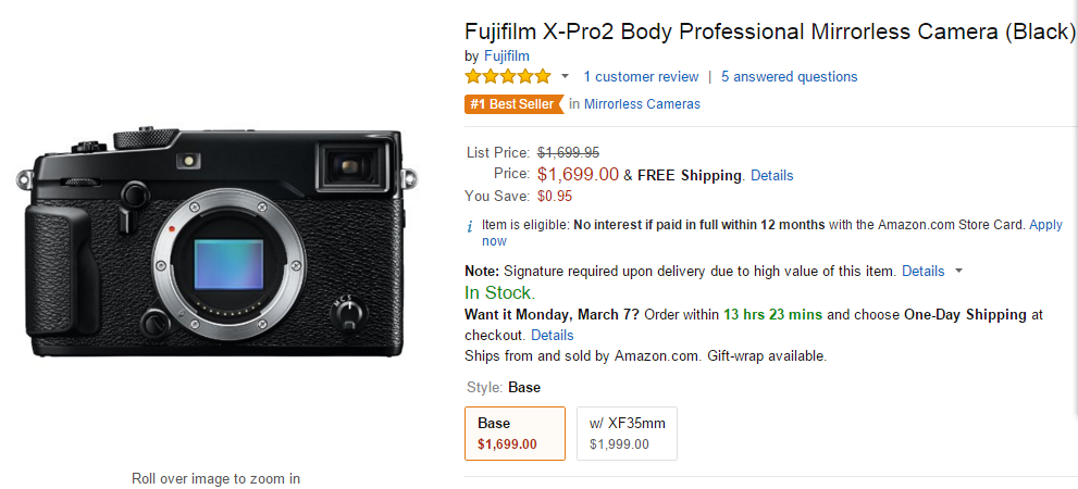 Fujifilm X-pro2 in stock