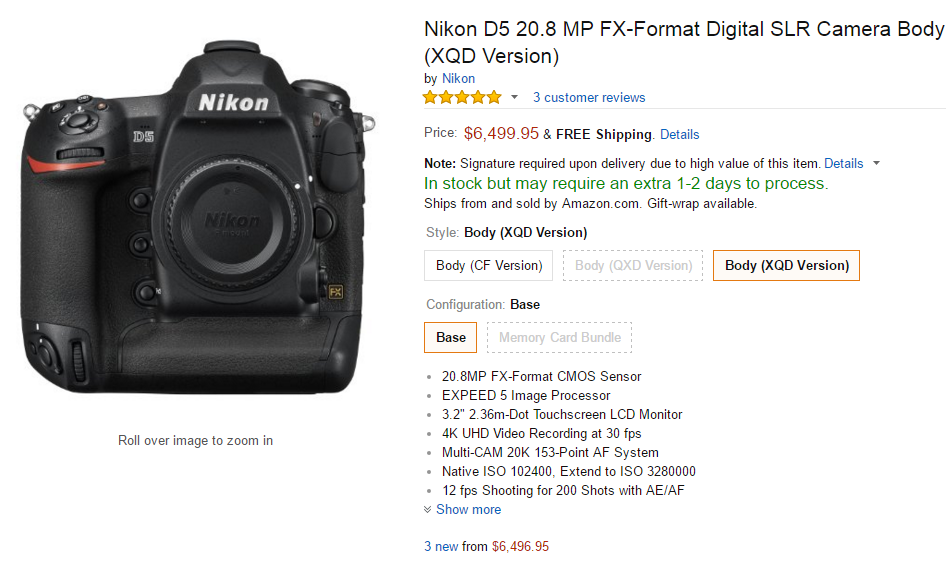 Nikon D5 in stock