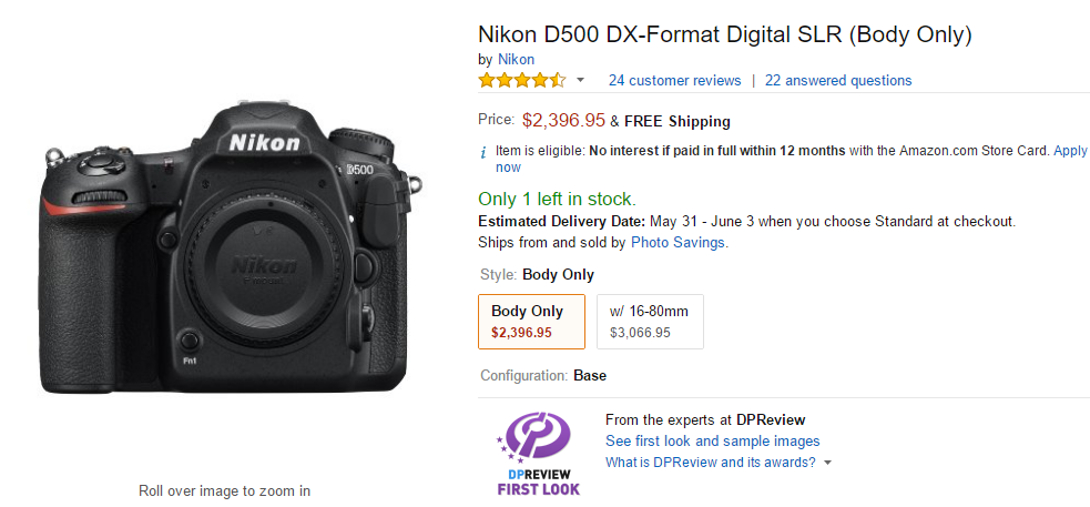 Nikon D500 in stock