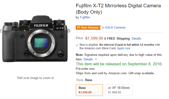Fujifilm X-T2 in stock
