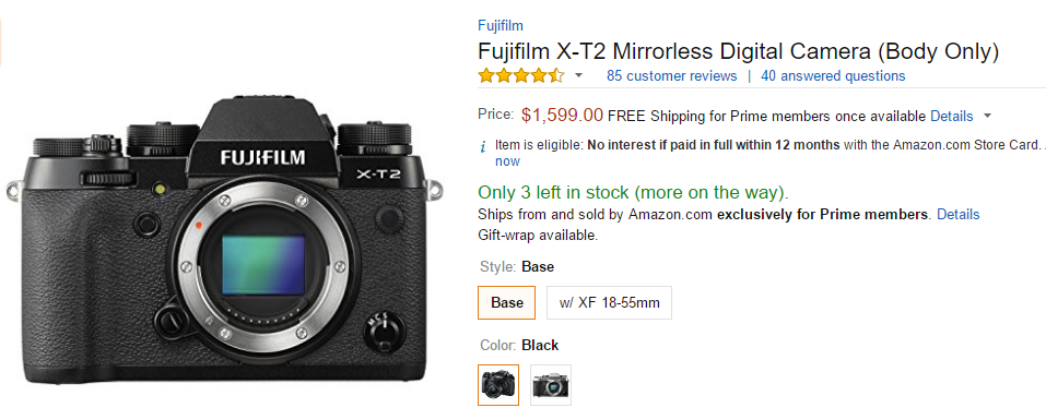 Fujifilm X-T2 in stock