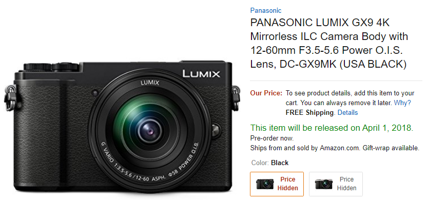 Panasonic GX9 in stock